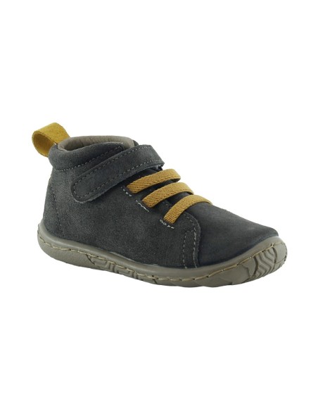 Zapatos Zapy elástico y velcro Gris-Mostaza