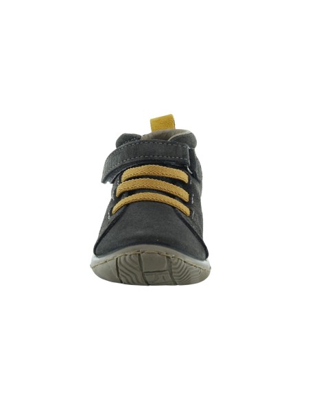 Zapatos Zapy elástico y velcro Gris-Mostaza