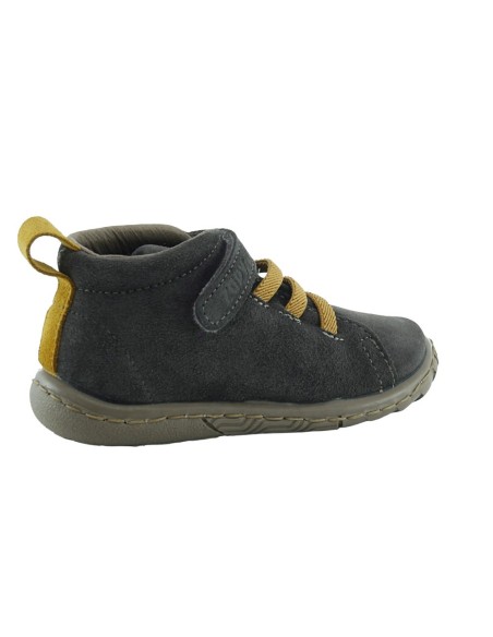 Zapatos Zapy elástico y velcro Gris-Mostaza