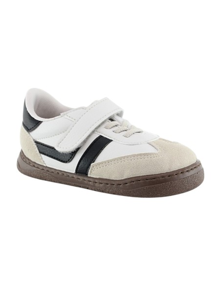 Zapatos barefoot Zapyflex Velcro y elástico Blanco-Negro