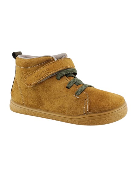 Botines barefoot ZapyFlex Velcro y elástico Mostaza