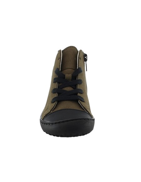 Botines barefoot Coqueflex 15509 Militar cordones y cremallera