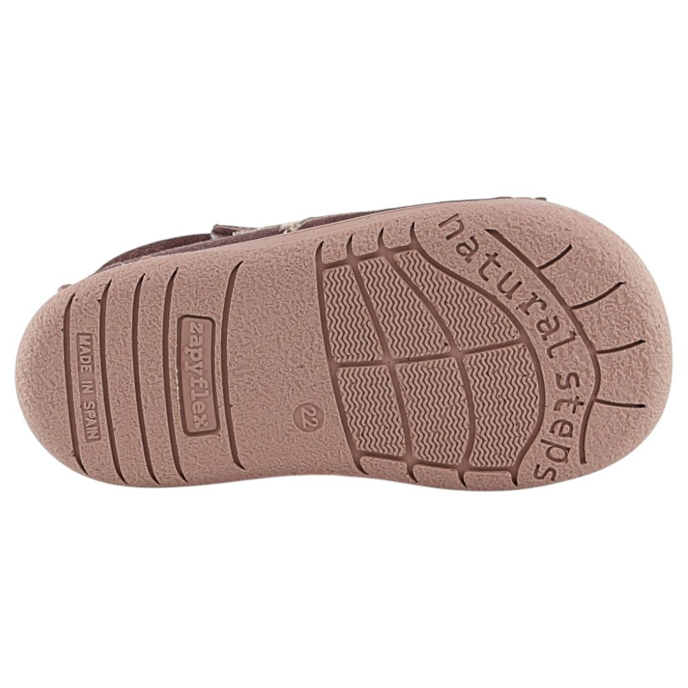 Botines barefoot Zapyflex cortes serraje Malva