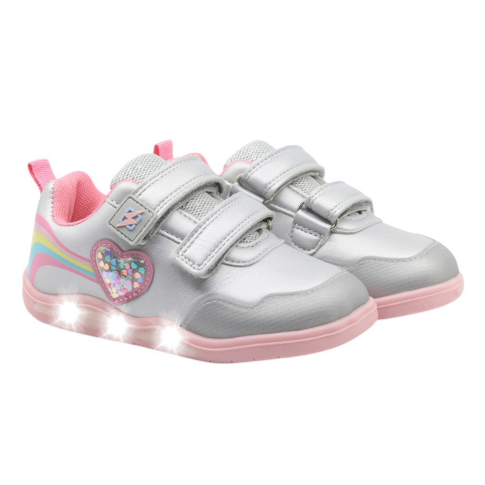 Zapatillas con luces barefoot Beppi 2223590 Plata-Rosa