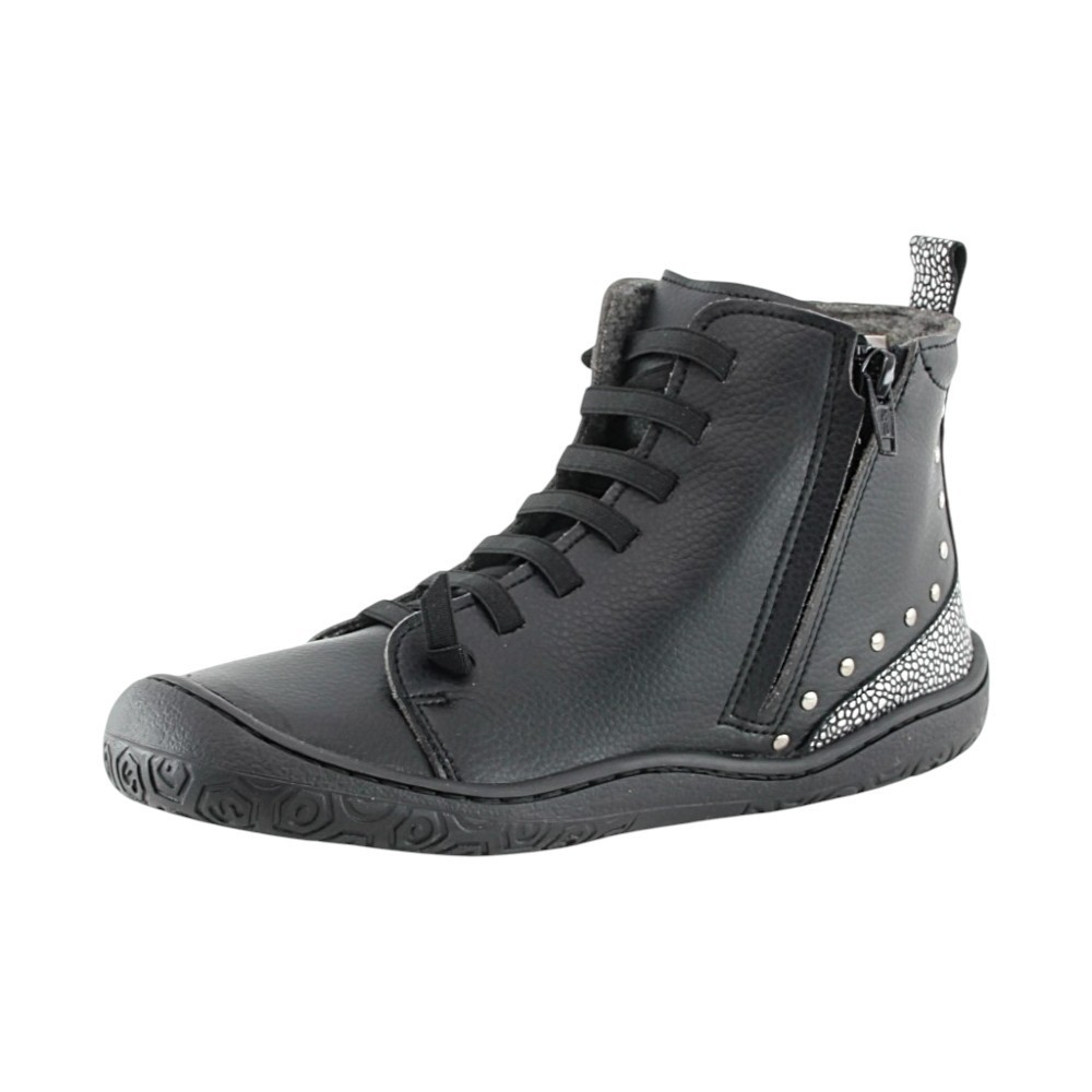 Botines barefoot Yoyo Rocker Negro forro  borreguito